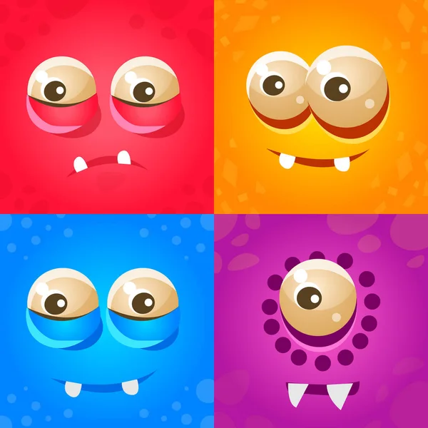 Śmieszne twarze Cute Monsters Collection, Cute cudzoziemców różne emocje wektor ilustracji — Wektor stockowy