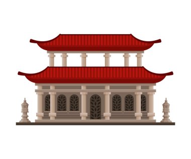 Geleneksel Çin, Japon Binası, Pagoda, Kültürel Doğu Mimarisi Nesne Vektör İllüstrasyonu