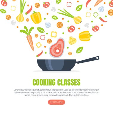 Aşçılık Kursları İniş Sayfası Şablonu, Aşçılık Okulu İnternet Sayfası, Uygulama, Web Sitesi Vektör İllüzyonu