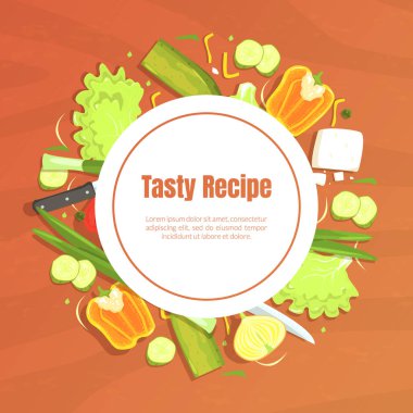 Metin, Yemek Tarifleri, Mutfak Okulu, Sınıf Vektör İllüstrasyonlu Lezzetli Tarif Sancak Şablonu