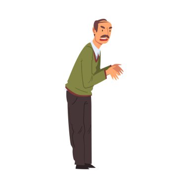 Angry Mature Man Character, Man Scolding and Yelling at Somebody Vector Illustration clipart