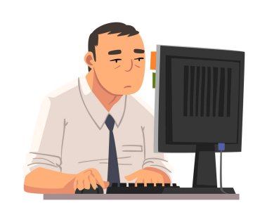 İşadamı İşinden Sıkıldı, Tembel Ofis İşçisi İşyerinde Erteliyor, Motive Olmayan veya Verimsiz Yönetici Vektör İllüstrasyonu