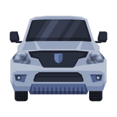 Off Road Truck 'ın ön görüntüsü, SUV Pickup Car Flat Vector Illustration