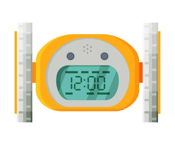 Relógio de alarme digital, ilustração eletrônica moderna do vetor do instrumento de medição do tempo — Vetor de Stock
