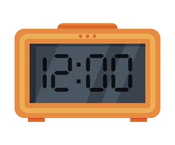 Reloj despertador de mesa digital naranja, ilustración vectorial electrónica moderna del instrumento de medición del tiempo — Archivo Imágenes Vectoriales