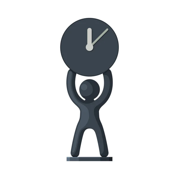 Μαύρο πίνακα ρολόι, πρόσωπο που κρατά το ρολόι πρόσωπο πάνω από το κεφάλι του, χρόνο μέτρησης όργανο διανυσματική απεικόνιση — Διανυσματικό Αρχείο