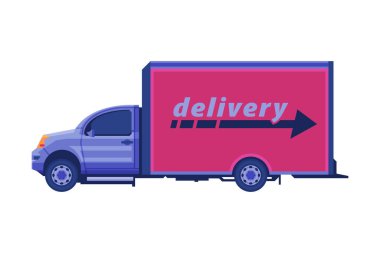 Teslimat kamyonu, kargo nakliye aracı düz taşıyıcı illüstrasyonu