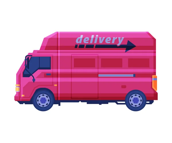 Donkerroze bestelwagen, Cargo Transportation Vehicle Flat Vector Illustration — Stockvector