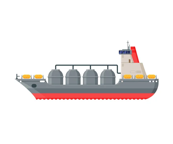 Ro Ro Ship Vessel, Side View, Water Transport, Sea or Ocean Transportation Vector Illustration — Stock Vector