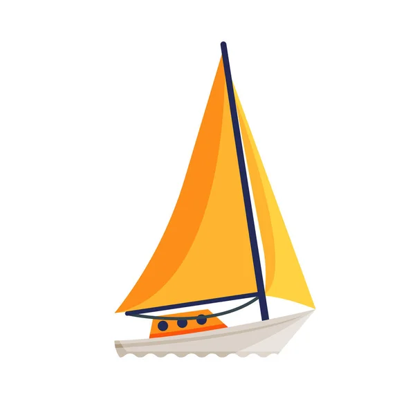 Segelbåt med gula segel, Sjötransport Vektor Illustration — Stock vektor