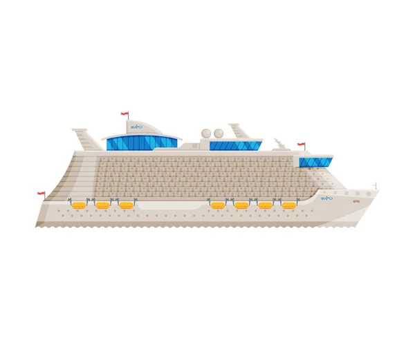 Cruise Ship, Side View, Water Transport, Sea or Ocean Transportation Vector Illustration — Stock Vector