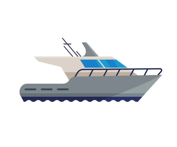 Passenger Boat, Side View, Water Transport, Sea, Ocean or Ribver Transportation Vector Illustration — Stock Vector