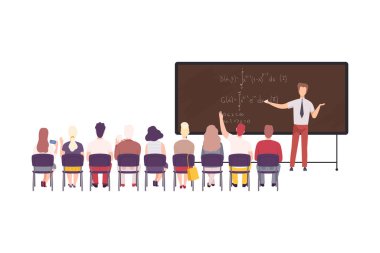 Erkek Matematik Profesörü Sınıfta Öğretmenlik Öğrencileri, Üniversite, Üniversite, Lise Düz Vektör İllüzyonu