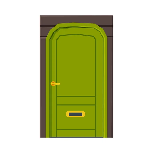 Green Door, Classic Facade Architactural Design Element Vector Illustration — Stock Vector
