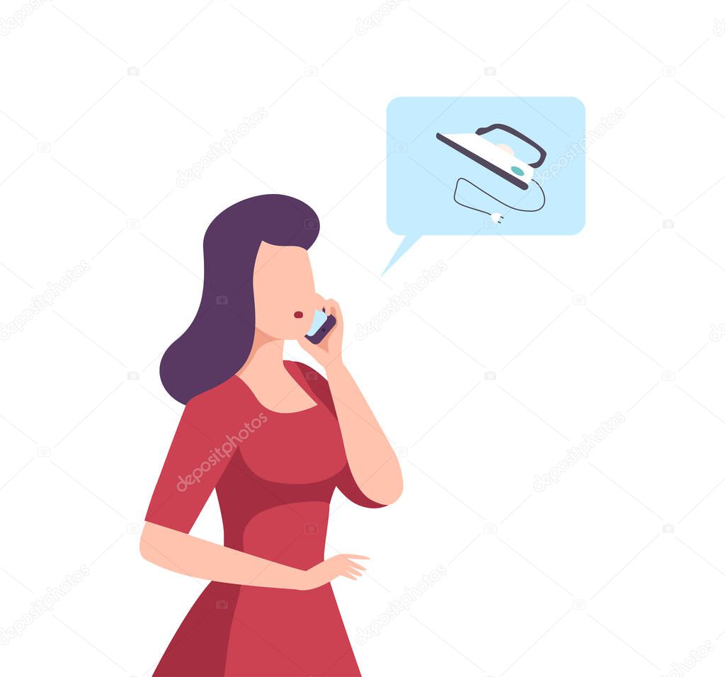 Woman Making Online Shopping, Social Distancing or Self Isolation Concept Flat Vector Illustration