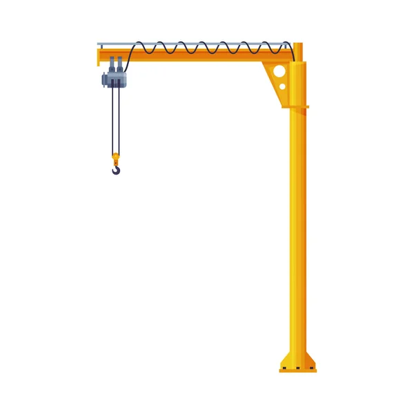 Jib Crane, Yellow Elevating Cargo oder Baumaschinen Flat Vector Illustration — Stockvektor