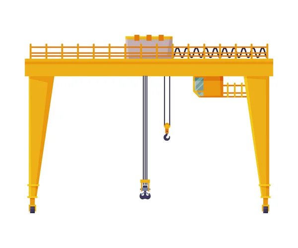 Port industriel Cargo Harbor Yellow Crane Elevating Equipment Illustration vectorielle plate — Image vectorielle