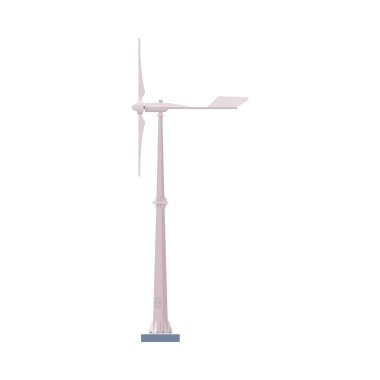 Rüzgar Türbini, Çevre Yeşil Enerji Üretimi, Alternatif Güç Düz Vektör İllüstrasyonu