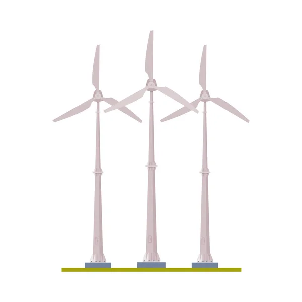 Turbinas eólicas, Eco Energía Verde, Energía Alternativa Ilustración de Vectores Planos — Vector de stock