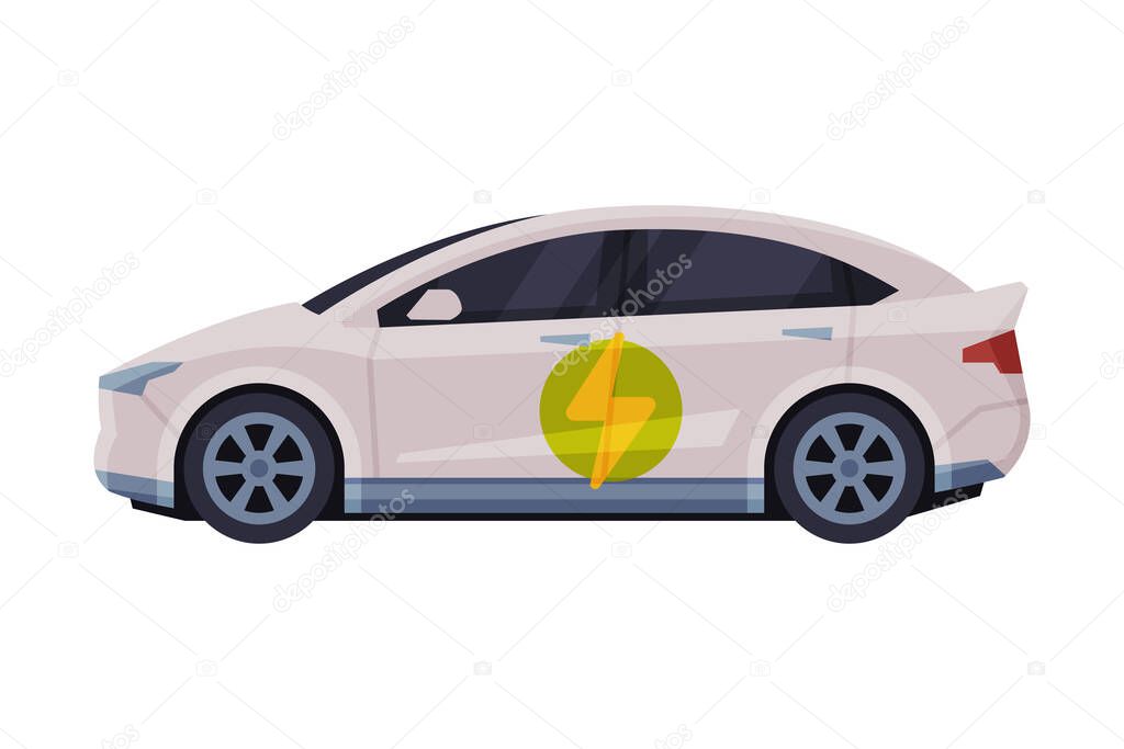 Modern Electric Car, Eco Transport Concept Flat Vector Illustration