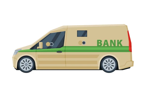 Bank Cash Van Car, Banking, Currency and Valuables Transportation, Security Finance Service Vector Illustration — Stock Vector