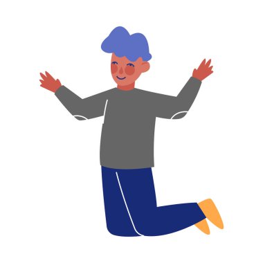 Tatlı Çocuk Mutlu Zıplama, Mutlu Çocuk Eğlenceli Vektör Çizimi