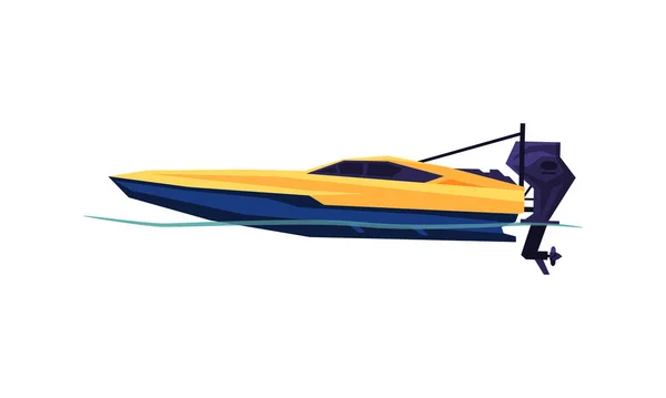 Power Boat or Speedboat, Modern Nautical Motorized Transport, Summer Vacation Design Element Vector Illustration — Stockový vektor