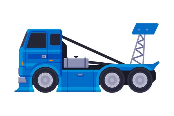 Kék Gyors teherautó, nehéz jármű teherszállító gép lapos vektor illusztráció — Stock Vector