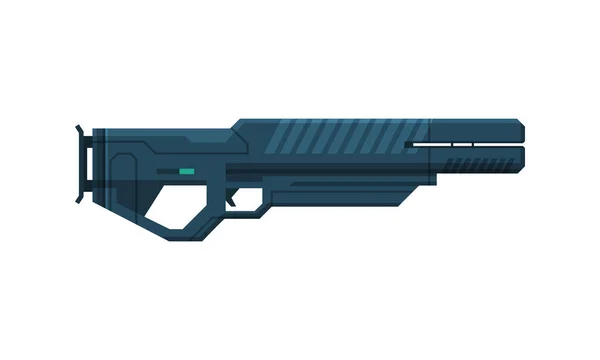 Futurista Space Gun Blaster, Black Fantastic Handgun, Alien Weapon Vector Illustration. — Archivo Imágenes Vectoriales