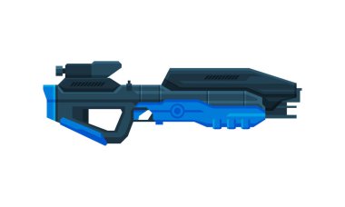 Fütürist Uzay Silahı Bombacısı, Fantastik Lazer Silahı, Uzaylı Silah Vektörü İllüstrasyonu