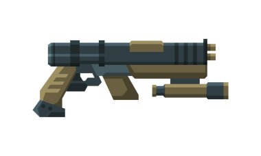 Geleceğin Uzay Silahı Bombacısı, Lazer Tabancası, Uzaylı Vektör İllüstrasyonundan Raygun