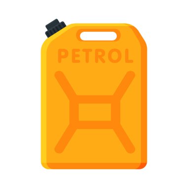Petrol yakıtlı Jerrycan, Benzin Vektörü İllüstrasyonu için Sarı Kutu