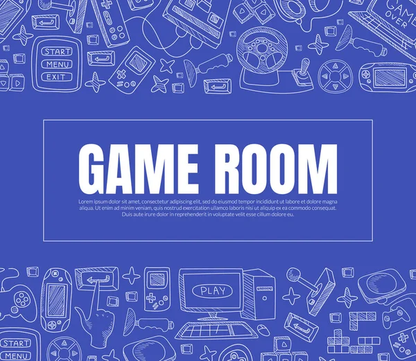 Надпись Игровая комната. Векторная иллюстрация на синем фоне . — стоковый вектор