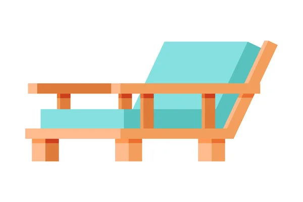 Comfortable Lounger, Modern Garden or Beach Furniture Design Flat Vector Illustration — Stock Vector