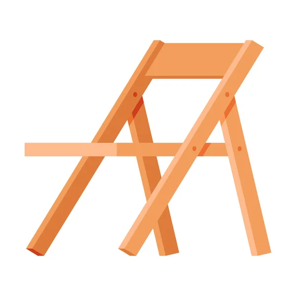 Wooden Folding Chair, Modern Garden Furniture Design Flat Vector Illustration — Stock Vector
