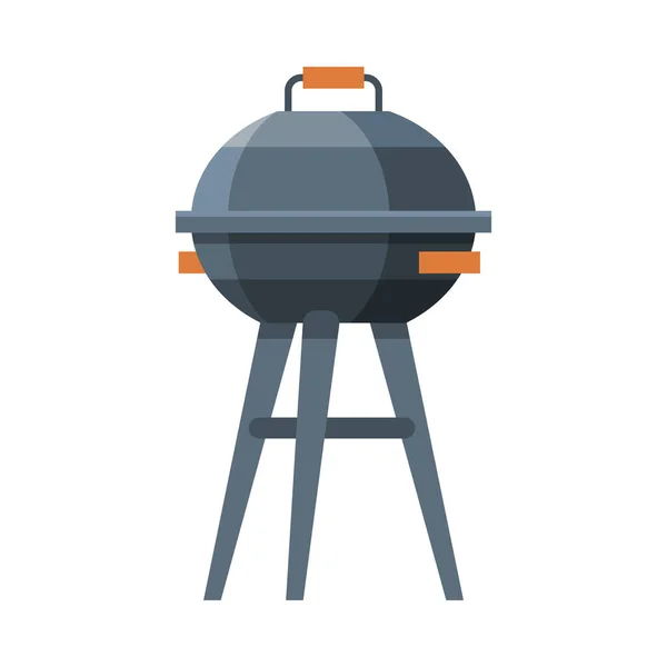 Houtskool Barbecue Grill, Uitrusting voor picknick Flat Vector Illustratie — Stockvector