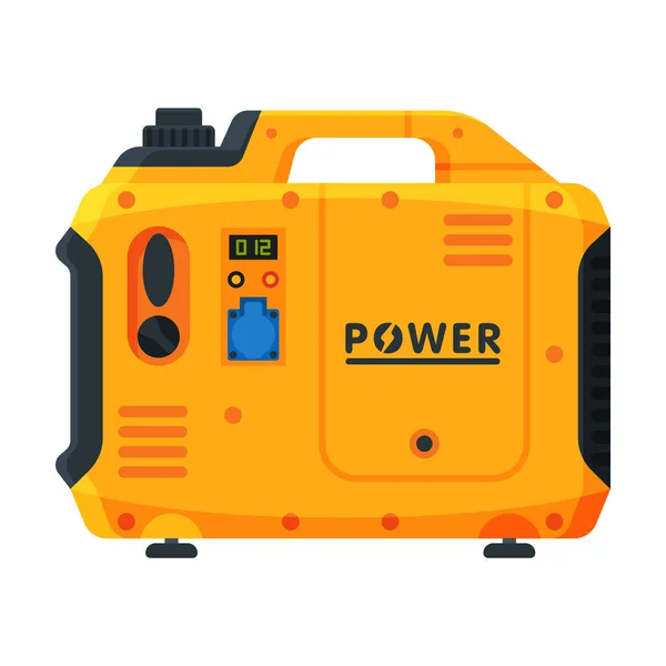 Power Portable Generator, Yellow Diesel Electrical Engine Equipment Vector Illustration — Stock Vector