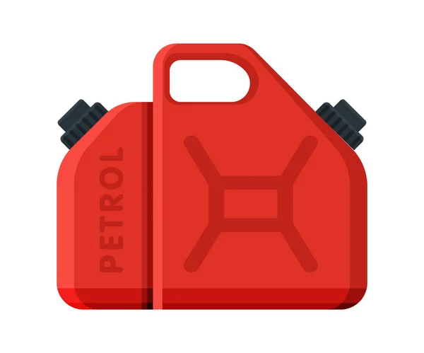 Olja Bränsle Jerrycan, Röd Plast Kanister för bensin vektor Illustration — Stock vektor