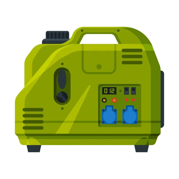 Generatore di energia portatile verde, illustrazione vettoriale dell'attrezzatura elettrica del motore — Vettoriale Stock