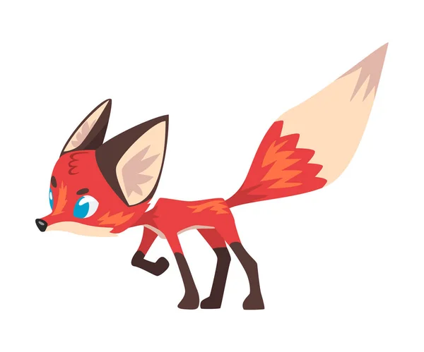 Schattig klein vos, mooi blauw oog wild bos dier cartoon karakter vector illustratie — Stockvector
