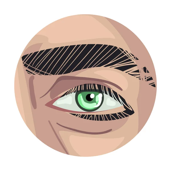 Menselijk Groen Oog in de Cirkel, Deel van Man of Vrouw Gezicht Vector Illustratie — Stockvector