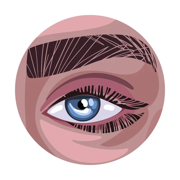 Occhio blu femminile nel cerchio, parte dell'illustrazione vettoriale del volto umano — Vettoriale Stock