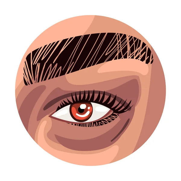 Male or Female Brown Eye in the Circle, Part of Human Face Vector Illustration — Stock Vector