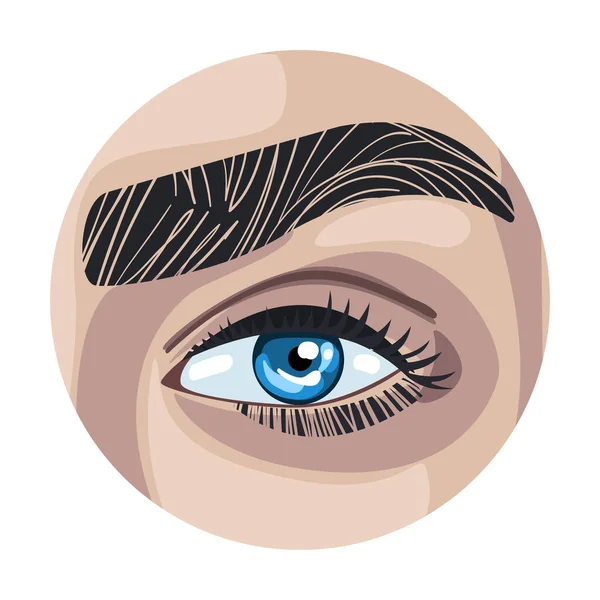 Vrouwelijk Blauw Oog in de Cirkel, Menselijk Gezicht Deel Vector Illustratie — Stockvector