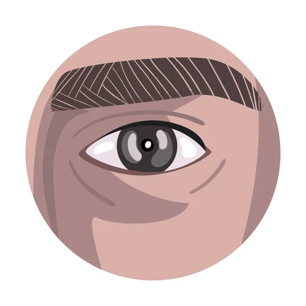 Man Donker Grijs Oog in de Cirkel, Onderdeel van Human Body Vector Illustratie — Stockvector