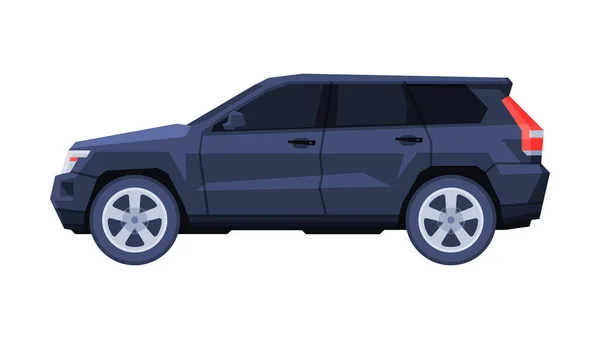 Zwarte auto, overheid of presidentiële Off Road Vehicle, Luxe Business Transport, Side View Flat Vector Illustration — Stockvector