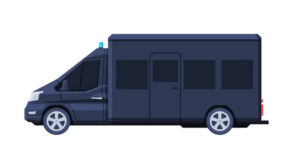 Zwarte Mini Van Voertuig, Overheid of Presidentiële Auto, Luxe Business Transport, Side View Flat Vector Illustratie — Stockvector