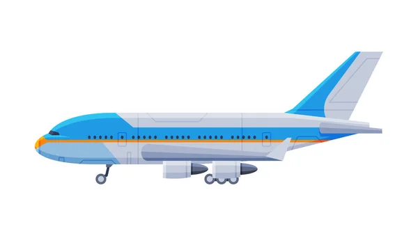 Vliegtuig Luxe Zakelijk Vervoer, Zijaanzicht, Regering of Presidentieel Voertuig Vlakke Vector Illustratie — Stockvector