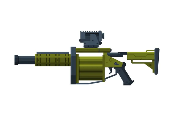 Portable Rocket Launcher, Bazooka Combat Military Weapon Object Flat Style Vector Illustration — 스톡 벡터
