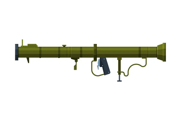 Grön Bazooka bärbar raket Launcher, Militär Armé Vapen Objekt Platt Stil Vektor Illustration — Stock vektor